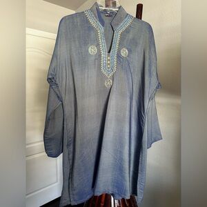 Blue Embroidered Top